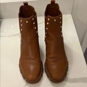 Michael Kors Women’s Brown Studded Leather Ankle Boots